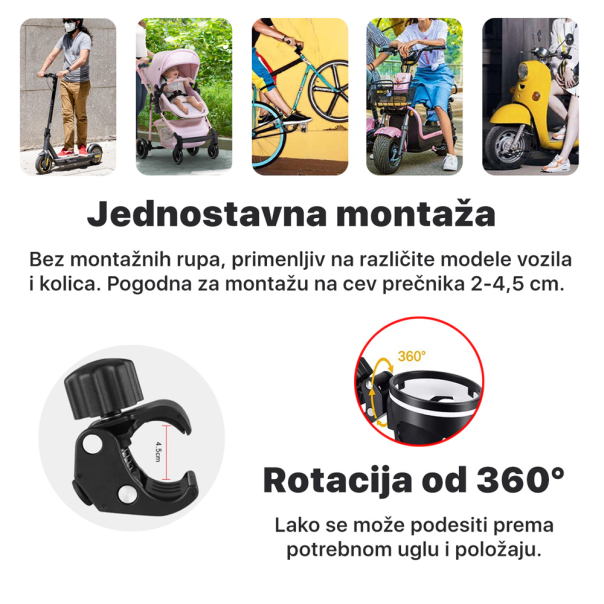 Držač za casu za električni trotinet crni - 209437