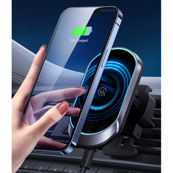 Auto držač za telefon sa bezicnim punjenjem 15W MAGSAFE Usams US-CD182 crni - CD182ZJ01