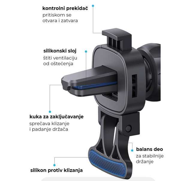 Auto držač za telefon sa bezicnim punjenjem 15W MAGSAFE Usams US-CD182 crni - CD182ZJ01