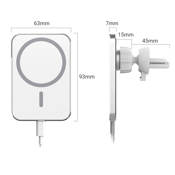 Auto držač za telefon sa bezicnim punjenjem magnetni X16 15W beli - 052553