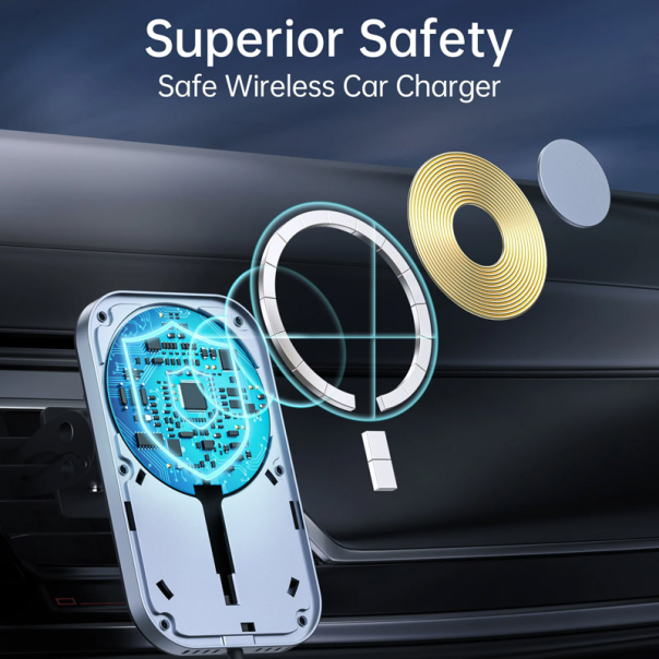 Auto držač za telefon sa bezicnim punjenjem MAGSAFE T200-F crni - 606777