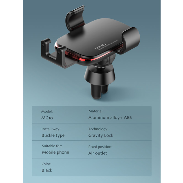 Auto držač za telefon za ventilaciju LDNIO MG10 crni - 600664