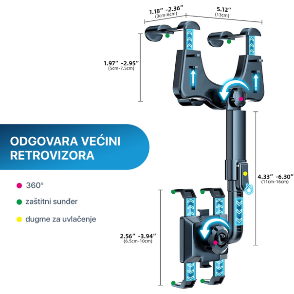 Drzac za mobilni telefon za retrovizor  4.7