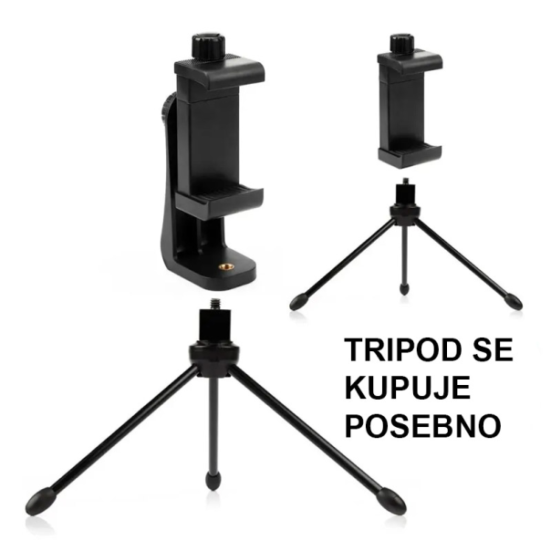 Držač za tripod za telefon 360 rotacioni crni - 611677