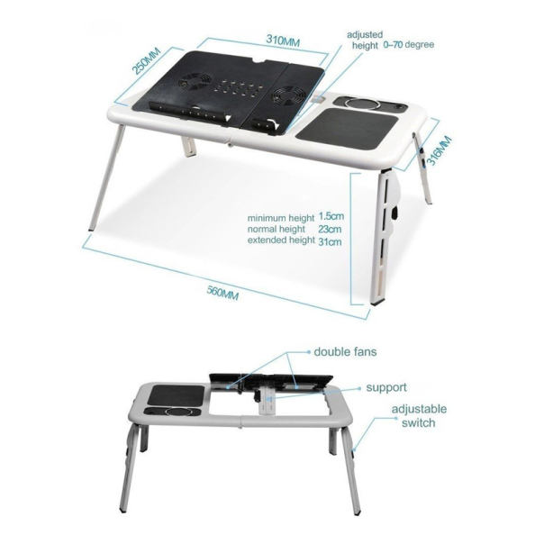 Postolje cooler za laptop E-table sto sa dva coolera LD-09 Desk (285x316x36mm) - 611489