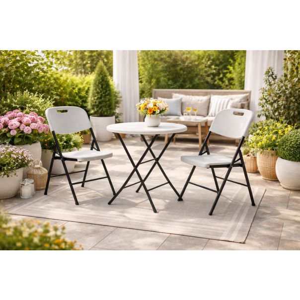 ePRO sklopivi baštenski SET sto Ø80 74cm + 2 stolice, metal-plastika - EP3027147