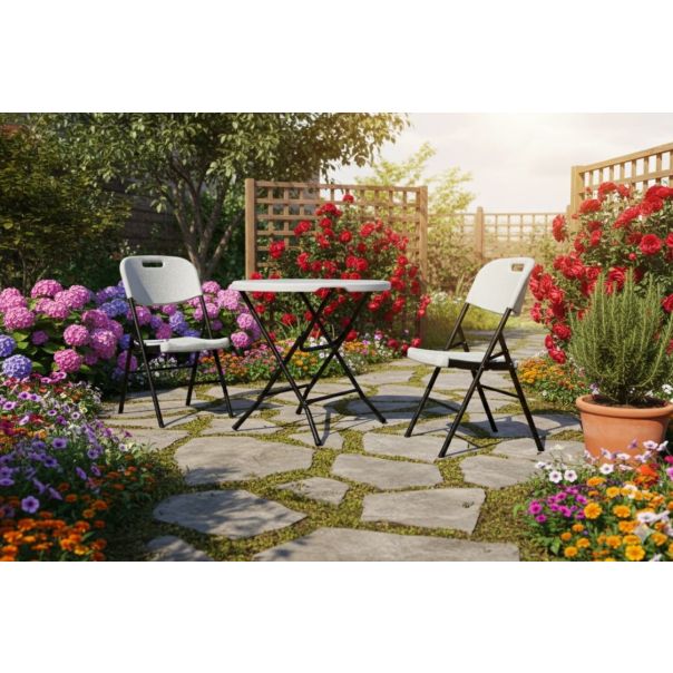 ePRO sklopivi baštenski SET sto Ø80 74cm + 2 stolice, metal-plastika - EP3027147