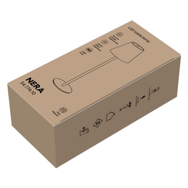 LED stona lampa NERA - punjiva, touch kontrola, 3 boje svetla i 4 nivoa, metalna, crna - EP3246694