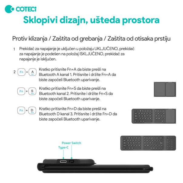 Tastatura Coteci 65 Fold crna - EP2754294
