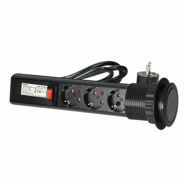 ORNO Stoni produžni kabl Pop-up 3x2P+E 1.8m, crna - ORNOR-AE-1347(GS)-B