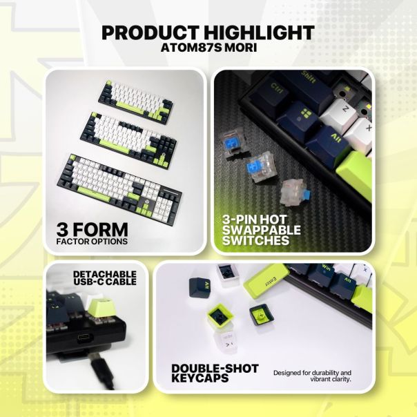 FANTECH Tastatura Mehanicka Gaming MK877S RGB Atom 87S Mori bela (taro switch) - EP3169520