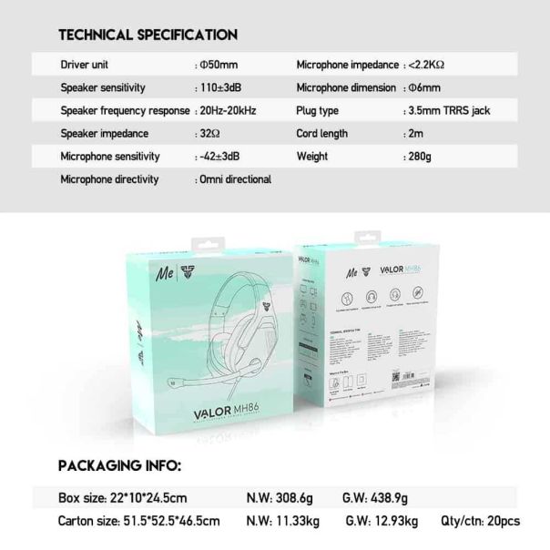 FANTECH Gejmerske slušalice MH86 VALOR MINT EDITION - FT99928