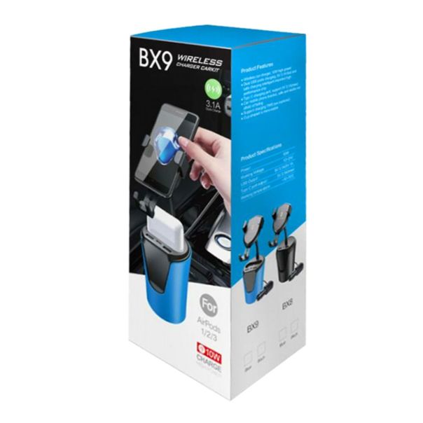 Autostalak Wireless BX9, 10W Fast Charging, 2USB, Type C (PD), plavi - 201839