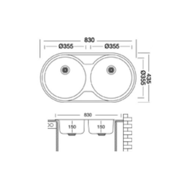 Livinox Inox ugradna sudopera EC139 50x50cm sifon ø90 - EC-139