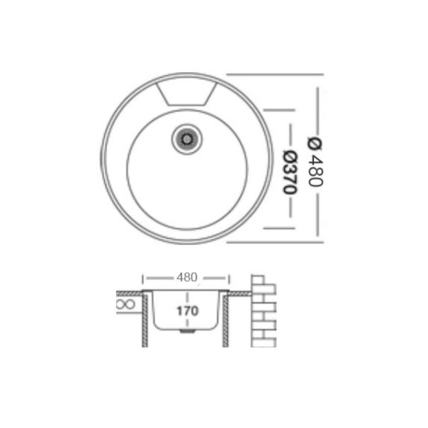 Livinox Inox ugradna sudopera EC145 48cm sifon ø90 - EC-145