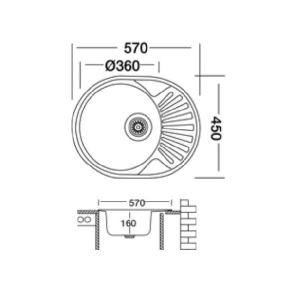 Livinox Inox ugradna sudopera EC157 57x45cm sifon ø90 - EC-157