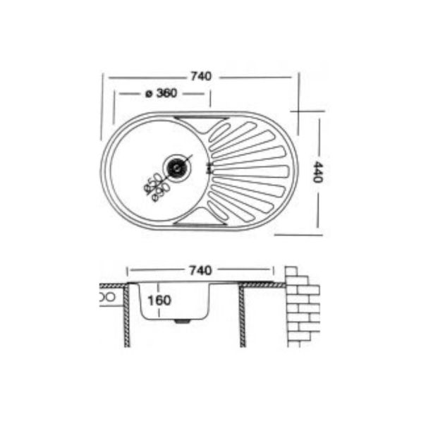 Livinox Inox ugradna sudopera EC165 74x44cm sifon ø90 - EC-165