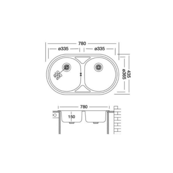 Livinox Inox ugradna sudopera EC186 78x43,5cm sifon ø90 - EC-186