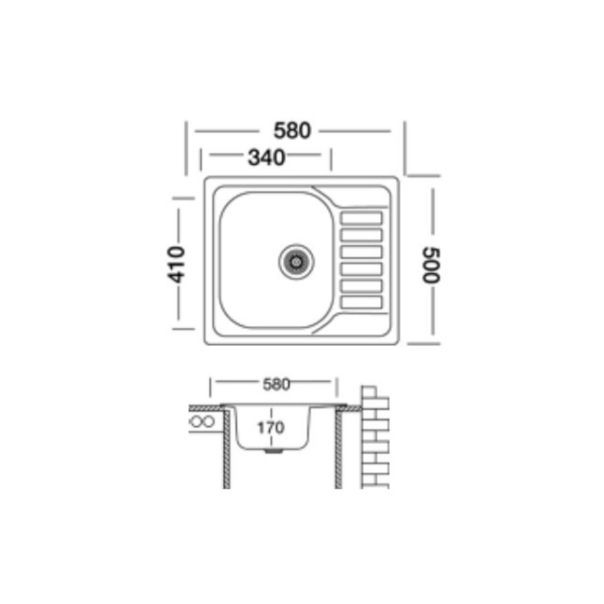 Livinox Inox ugradna sudopera EC196 Dekor 58x50cm sifon ø90 - EC-196-dekor