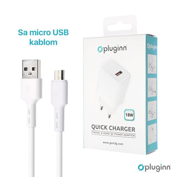 Kucni Punjac Pluginn AJ-18 QC3.0 18W sa micro USB kablom beli CE - EP2796109