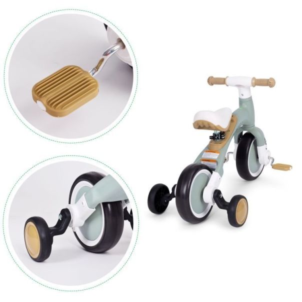 ECO TOYS Bicikl sa pedalama i pomoćnim točkovima 3u1, zelena - LC-V1359 GREEN