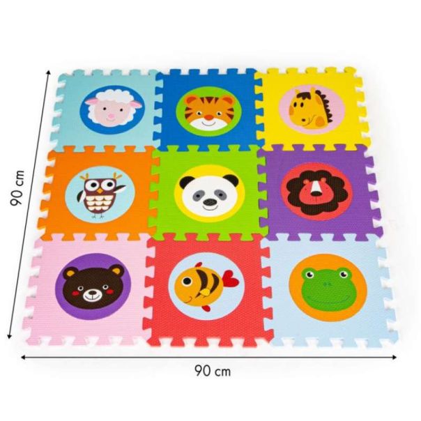 ECO TOYS Podne puzzle 90x90 Animals, 9 delova - ECOEVA006