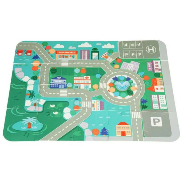 ECO TOYS Edukativne drvene kocke sa podlogom Grad, 121 deo - MA427