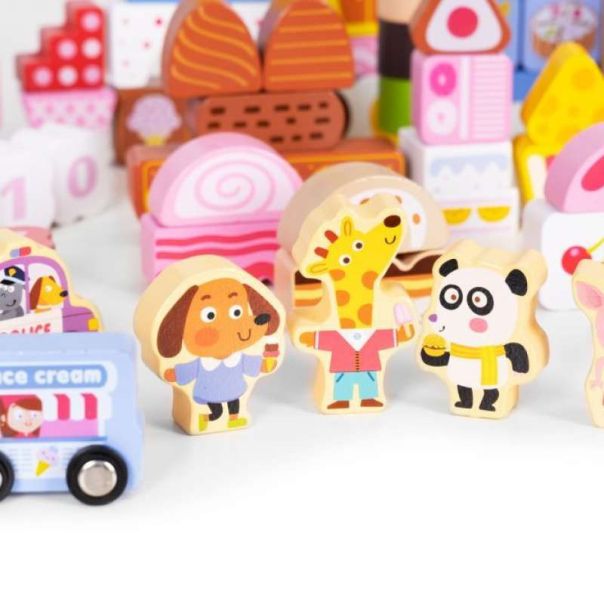 ECO TOYS Drvene kocke Candy city, 116 delova - ME433