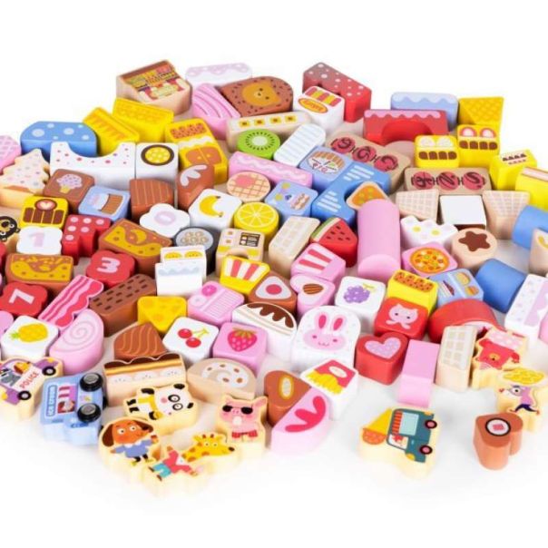 ECO TOYS Drvene kocke Candy city, 116 delova - ME433