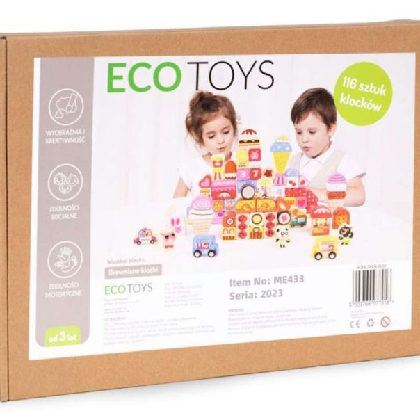 ECO TOYS Drvene kocke Candy city, 116 delova - ME433