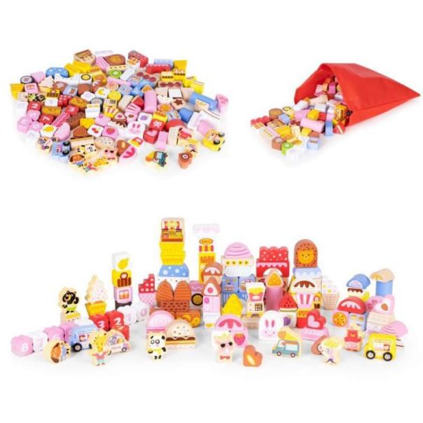 ECO TOYS Drvene kocke Candy city, 116 delova - ME433