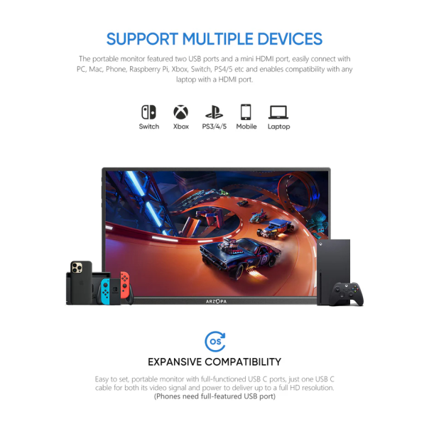 Eksterni prenosni monitor 14'' A1S Grey FHD - 223738