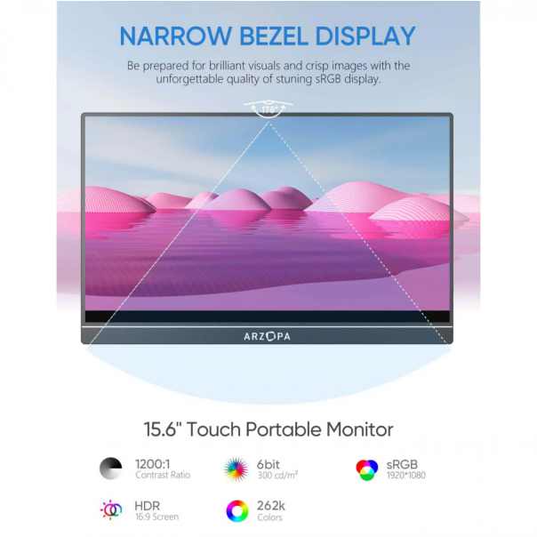 Eksterni prenosni monitor 15,6'' A1T FHD Touch Screen - 222432