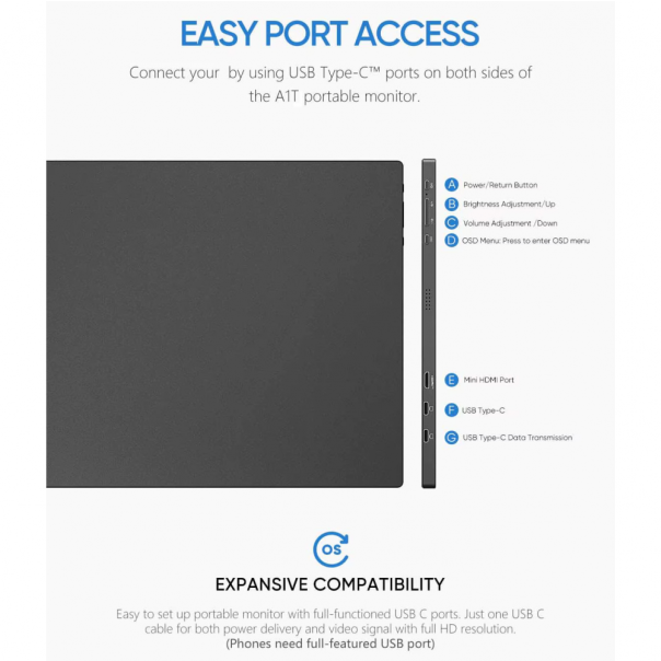 Eksterni prenosni monitor 15,6'' A1T FHD Touch Screen - 222432