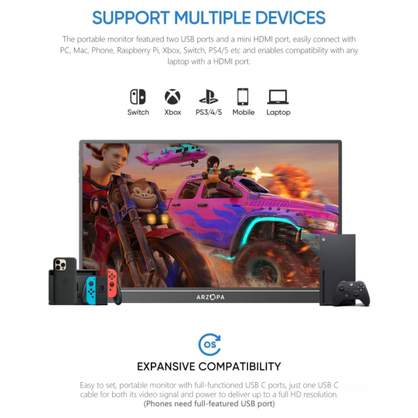 Eksterni prenosni monitor 16,1'' Z1FC Grey FHD 144hz - 222430