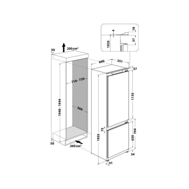 WHIRLPOOL Ugradni kombinovani frižider WH SP70 T121 - ELE02416