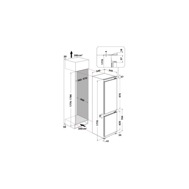 WHIRLPOOL Ugradni kombinovani fržider WHC18D011C1 SF - ELE03121
