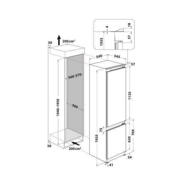 WHIRLPOOL Ugradni kombinovani frižider WNBB20SC22R - EP2880929