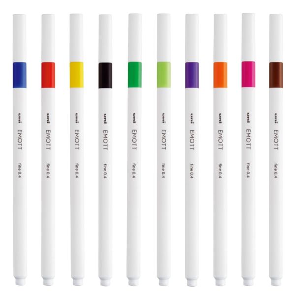 Uni Fineliner Emott set 10/1 0,4 Essential Colours - 75576