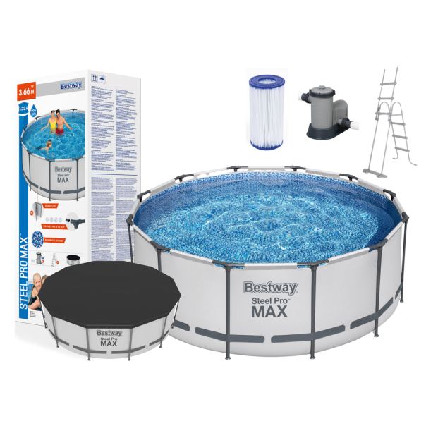 BESTWAY Bazen sa metalnim okvirom, merdevinama i filter pumpom 366x122cm Steel Pro max - 3942-1