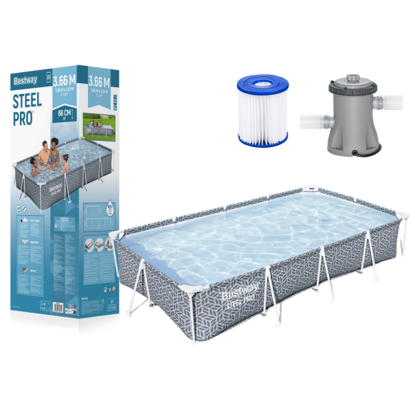 BESTWAY Bazen sa metalnom konstrukcijom i filter pumpom 366x201x66cm Steel pro - 4045-1