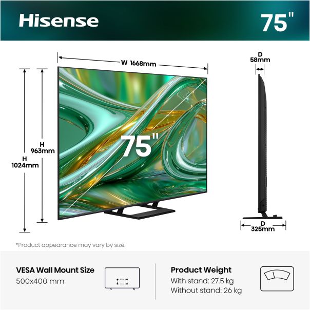 HISENSE Televizor 75E8S, Ultra HD, Smart - EP3192975