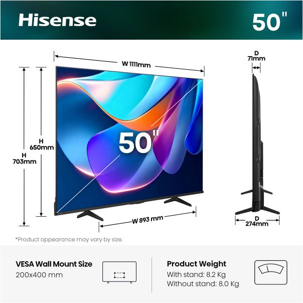 HISENSE Televizor 50A6S, Ultra HD, Smart - EP3203548