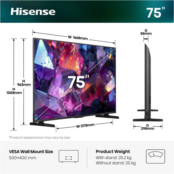 HISENSE Televizor 75E7S PRO, Ultra HD, Smart - EP3206336
