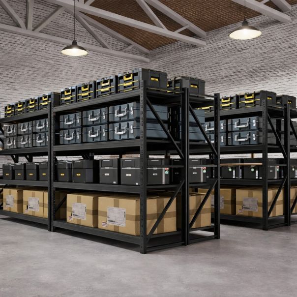 ePRO metalna montažna polica professional 200x200x60cm, metal-metal, 1.200kg (4x300kg) crna - EP2862518