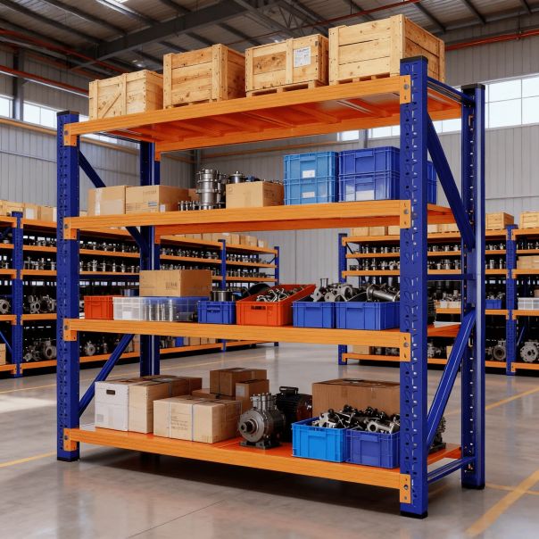 ePRO metalna montažna polica professional 200x200x60cm, metal-metal, 1.200kg (4x300kg) plava - EP2862521