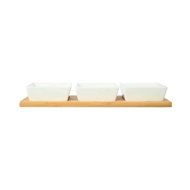 ESTIA Porcelanski set posuda na dasci od bambusa ES01-20231 - ES01-20231
