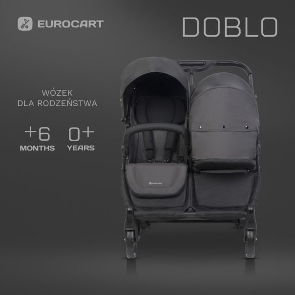 EUROCART Kolica za blizance Doblo iron, crna - W-EU-DOBLO-IR