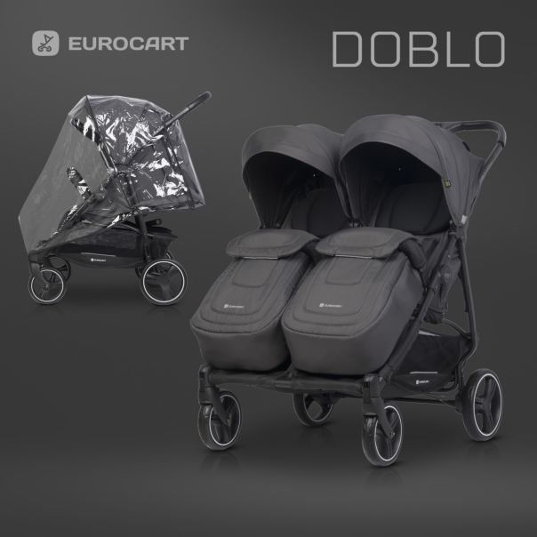 EUROCART Kolica za blizance Doblo iron, crna - W-EU-DOBLO-IR