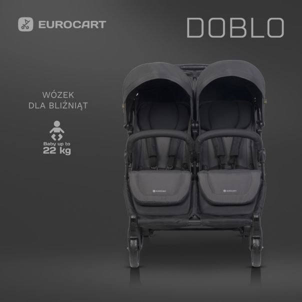 EUROCART Kolica za blizance Doblo iron, crna - W-EU-DOBLO-IR